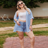 New Women's Knitwear Short Sleeve Open Fork Plus Coat Summer Large Size Women's Cardigan