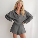 Explosion Fashion Loose Fashion Hooded Jacket Women's Autumn And Winter Women's V-Neck Blouse Long-Sleeved Shirt