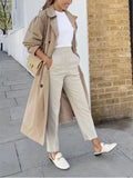 New Slim Slim Solid-Colored Folding Micro-Ply Straight Trousers Trousers Trousers Trousers