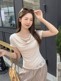 Korean Wearing Lace Lace Splicing Collar Collar Collar Collar Short-Sleeved T-Shirt Women Spring And Summer Pure Temperament Inside The Top