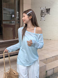 Beautiful Seaside Wear Thin Striped Long-Sleeved Sunscreen Shirt Women's Summer Leisure Small Top