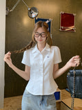 Korean Sweet Embroidered Bow Polo Shirt Short-Sleeved T-Shirt For Women's Summer Super-Look Unique Waist Top
