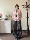 Korean Gentle Wind Pink Fake Two Knitted Cardigan Women Early Autumn Loose Soft Chic Super Good-Looking Sweater Coat
