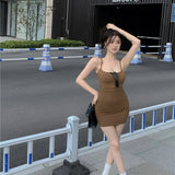 Blue Sexy Suspension Dress Women's Summer 2025 New Spice Girls Sleeveless Tightening Backpack Short Skirt