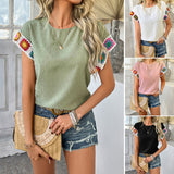 Dili 2025 Spring And Summer Temperament Casual Casual Holiday Embroidered Short-Sleeved Top Shirt Women's Clothing
