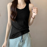 I-Word Sling Vest Women With Summer Collar Collar Tight Suit Bottom To Wear Bare Sleeves