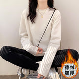 High-Quality Deyin White Bottoming Shirt Women's Autumn And Winter Wearing A Velvet T-Shirt With Long-Sleeved Top