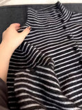 Large-Size Women's Han-Skin Half-Necked Striped Sweater Knitted Jersey Autumn And Winter New Fat Mm Thin Mask Inside The Top