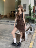 Summer Holiday Wind Irregular Lotus Leaf Dress Girl Sling Skirt A Word Dress French Niche Dress