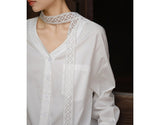 2026 Spring New Temperament Lightly Wears Elegant Lace Lace Ribbon On The Shirt Women's Clothing