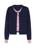 Korean High-End Color Fake Two Knitted Shirt Women Autumn 2025 New Fashion Loose Thin Cardigan Jacket