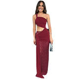 Women's Clothing 2025 Summer Hollow Sexy Bare Back Bosom Blouse Repair Fork Half-Dress Suit