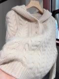 White Hooded Long-Sleeved Knitted Women's 2025 Autumn And Winter New Large-Size Fat MM Han Sesame Loose Niche Sweater