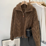 2025 Collar Thick Jasmine Sweater Zipper Coat Women Autumn And Winter High-End Feel Super Good Knitted Cardigan Top