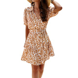 Dili Dress 2025 Spring And Summer Temperament Elegant Geometric Print Short Sleeve Skirt