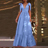 Spring And Summer New Deep V-Neck Sexy Bare Back Strap Sling Dress Dress Dress Dress