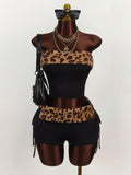 New Crash-Colored INS Leopard-Repair Sexy Hot Spicy Brae Blouse Shorts Suit