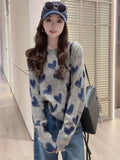 Korean Atmosphere Relaxed Love Letter Knitted Shirt Women Early Autumn Lazy Fashion Age-Reed Sweater