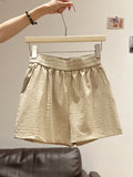 Summer White Tight Waist Thin Leisure Shorts Women 2026 New High-Waist A-Legged Mountain Trousers