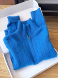 High-Level Klein Blue Half Zipper Sweater Women's Autumn And Winter Large-Size Fat MM Loose Leisure Age Reduction Thin Top