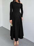 Dili Elegant High-Waist Long Sleeve Long Skirt Dress Women's Dress 2025 Autumn And Winter
