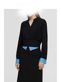 Internal Temperament Suit Colliding Long Sleeve Top Half Dress Two-Piece Outerwear Suit