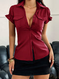 Dili Y2K Babes Button-Down Short-Sleeved T-Shirt Women's Shirt Women's Clothing 2025 Autumn And Winter