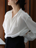 And Gentle And Gentle Romantic Commute Cotton Cotton Small Standing Autumn Minimalist Loose Long-Sleeved Shirt