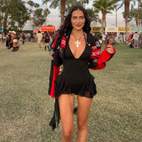 2025 Summer New Sexy Hot Girl With V-Neck Hanging Back Wood Ear With Ribbon