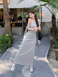 French Temperament Gray Wave Point To Close The Waist Thin Oblique Shoulder Dress Dress Women's Summer 2026 New Unique Beautiful Dress