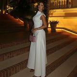 Women's Autumn New Solid Color Sleeveless Fashion Style Dress Folds Long Dress