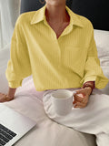 Dili Leisure Vacation Style Simple Striped Long-Sleeved Women's Shirt Women's Dresses Summer 2025