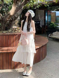 Pink Three-Dimensional Flower Sleeveless Vest Dress Sanya Seaside Holiday Dress Temperament Fake Two Dresses Women's Summer
