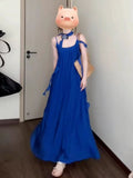 French Temperament Blue Sling Dress Dress Dress Women Spring And Summer 2026 New Sanya Seaside Tourism Wear