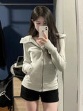 Lulu Body-Repair Jacket Women Open Spring Wearing Shoulder-To-Shoulder Hooded Sports Short Waists