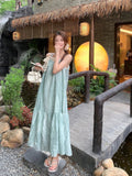 Mint Green Hanging Neck Sling Dress Women's Summer New French Super Fairy First Love Dress Seaside Holiday Showback Dress