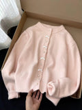 Young Yellow Sweater Women's Spring And Autumn Cardigan Jacket Lazy High-End Unique Knitted Shirt New Top