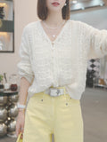 Korean Small Fragrant Gentle Hollow Knitted Cardigan Women's Spring New Leisure Loose Thin Air-Conditioning Shirt Top
