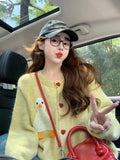 Gentle Wind Sweater Coat Woman 2025 New Spring Fun Cartoon Age Reduction Soft Glutinous Sweet Loose Knitted Cardigan