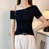 Spice Girls Collared Shoulder Alone Special To The Top Of The Women's Summer 2025 New Small Body To Wear Short-Sleeved T-Shirt