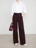 Ancora Red Straight Trousers Long Trousers Women's New Thick Thighs Broad-Legged Suit Pants