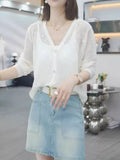 Unique Thin And Breathable Sneer Hollow Knitted Cardigan Summer New Leisure Sun Protection Shirt