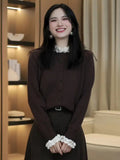 French Retro Knitted Cardigan Women's New Slimmed-Up Shirt Long-Sleeved Tops In The Fall Of 2025