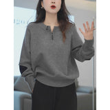 Large-Size Fat MM Korean Half-Zip-Up Top With Women's Autumn And Winter 2025 New High-End Sense Loose Thin Knitting Shirt