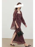 Summer Fairy Gas Around The Hazy Wrinkled Cotton Yarn ROW Style Temper Sunscreen Shirt + Sling Vest Skirt Suit