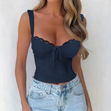 Dili Y2K Hot Babes Lace Slings T-Shirt Women's Clothing 2025 Autumn And Winter