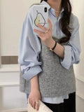 Korean U-Neck Knitted Vest Women 2025 Spring And Autumn Niche With Bows Soft Glutinous Folded Sweater Vest Outside