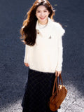 Vintage Sweater Women's Spring And Autumn And Winter Loose Thin And Lazy Temperament Folded Through The Knitted Vest Outside
