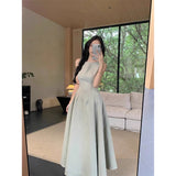 French Hepburn White Sleeveless Vest Dress Women's Summer Temperament Niche Design High-End Waist Dress