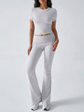 Dili Women's Clothing 2025 Spring And Summer Leisure Solid Color Repair Short Sleeve Long Pants Set